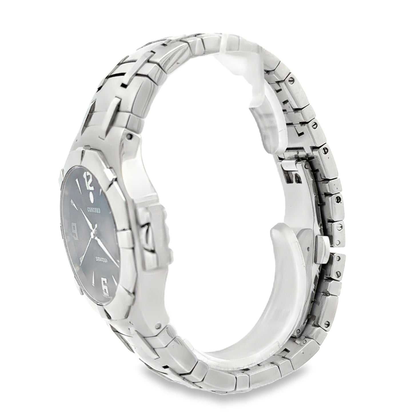 Concord Saratoga 37mm Black Dial Stainless Steel Watch — worn on the wrist