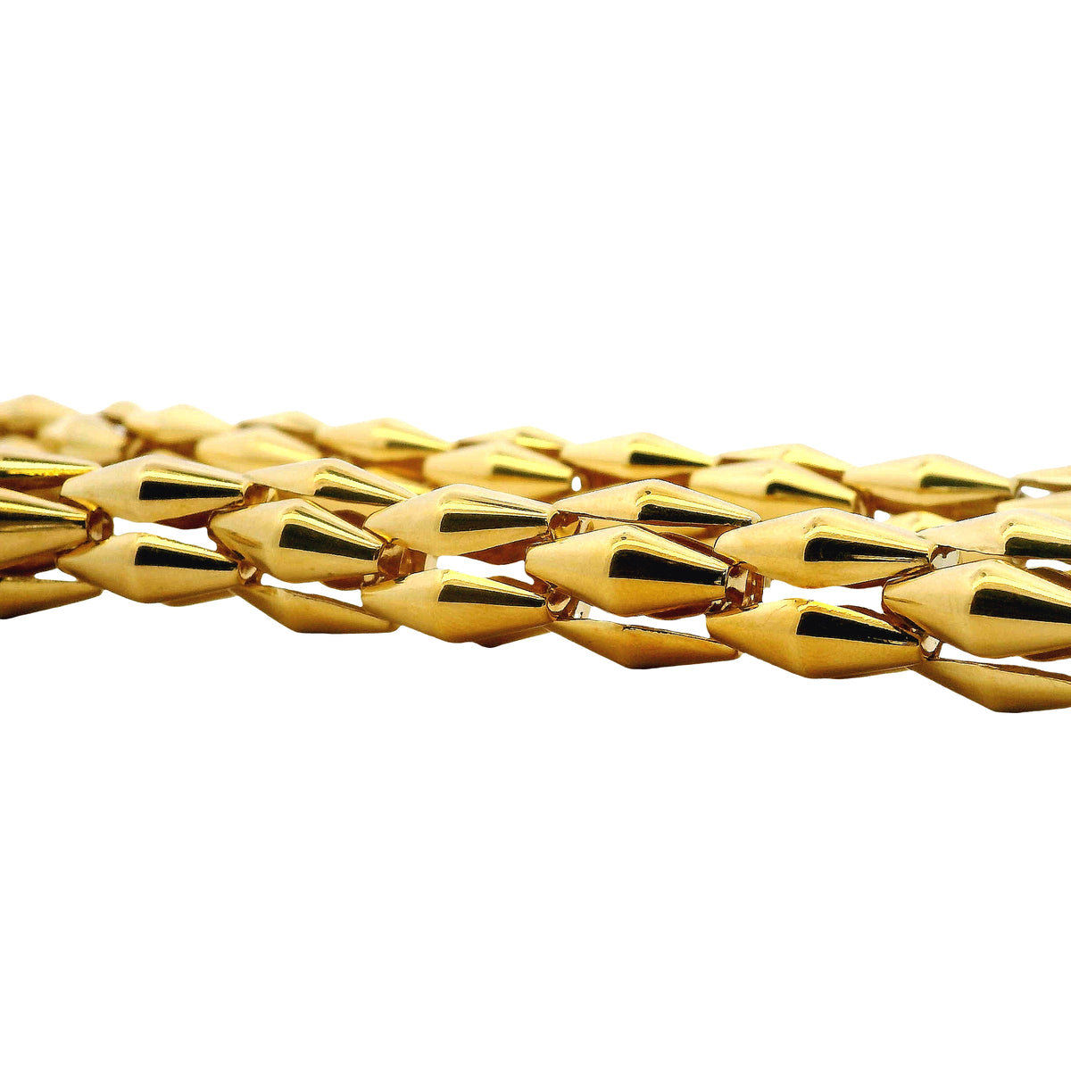 18k Yellow Gold Diamond Accent Woven Link Choker Necklace — worn on the finger