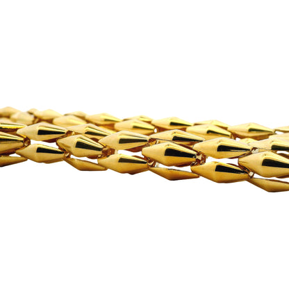 18k Yellow Gold Diamond Accent Woven Link Choker Necklace — worn on the finger