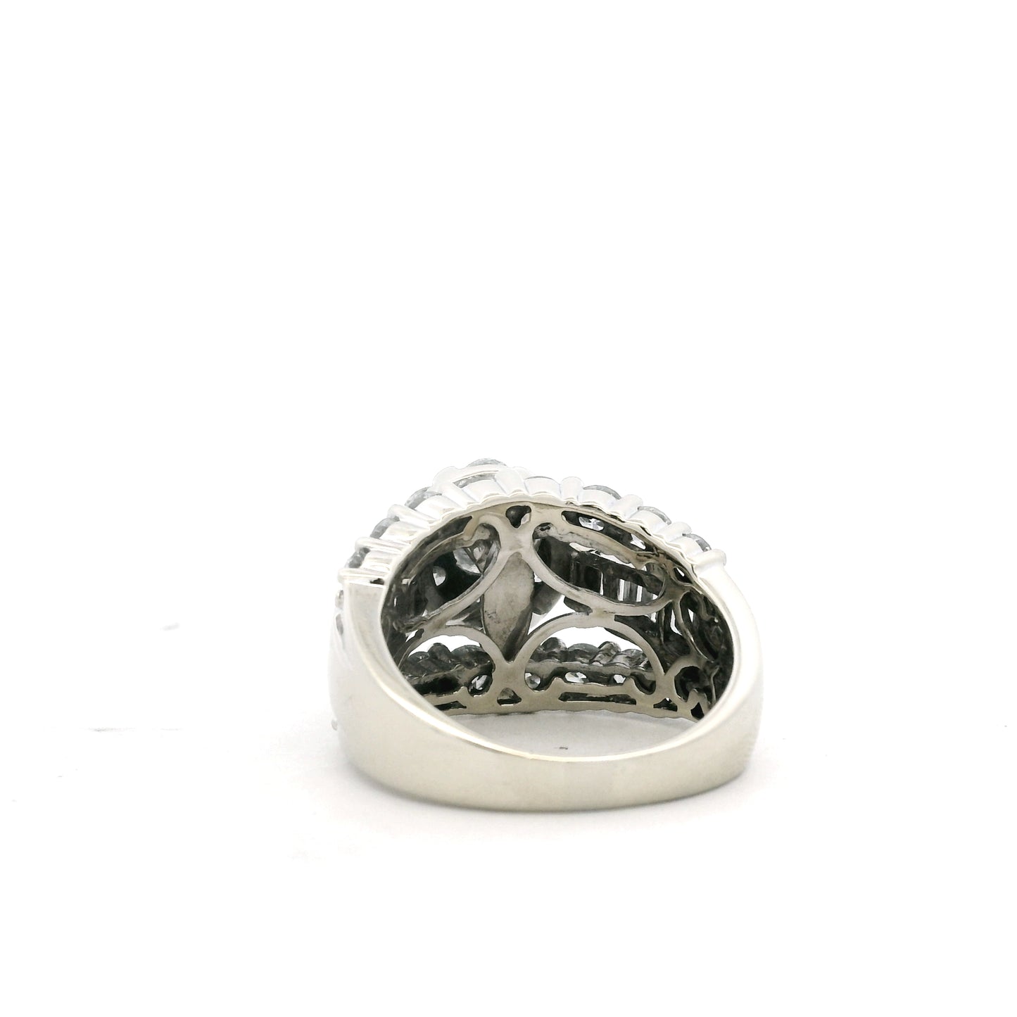 14k White Gold 2.0ctw Round and Baguette Diamond Engagement Ring Set — worn on the finger