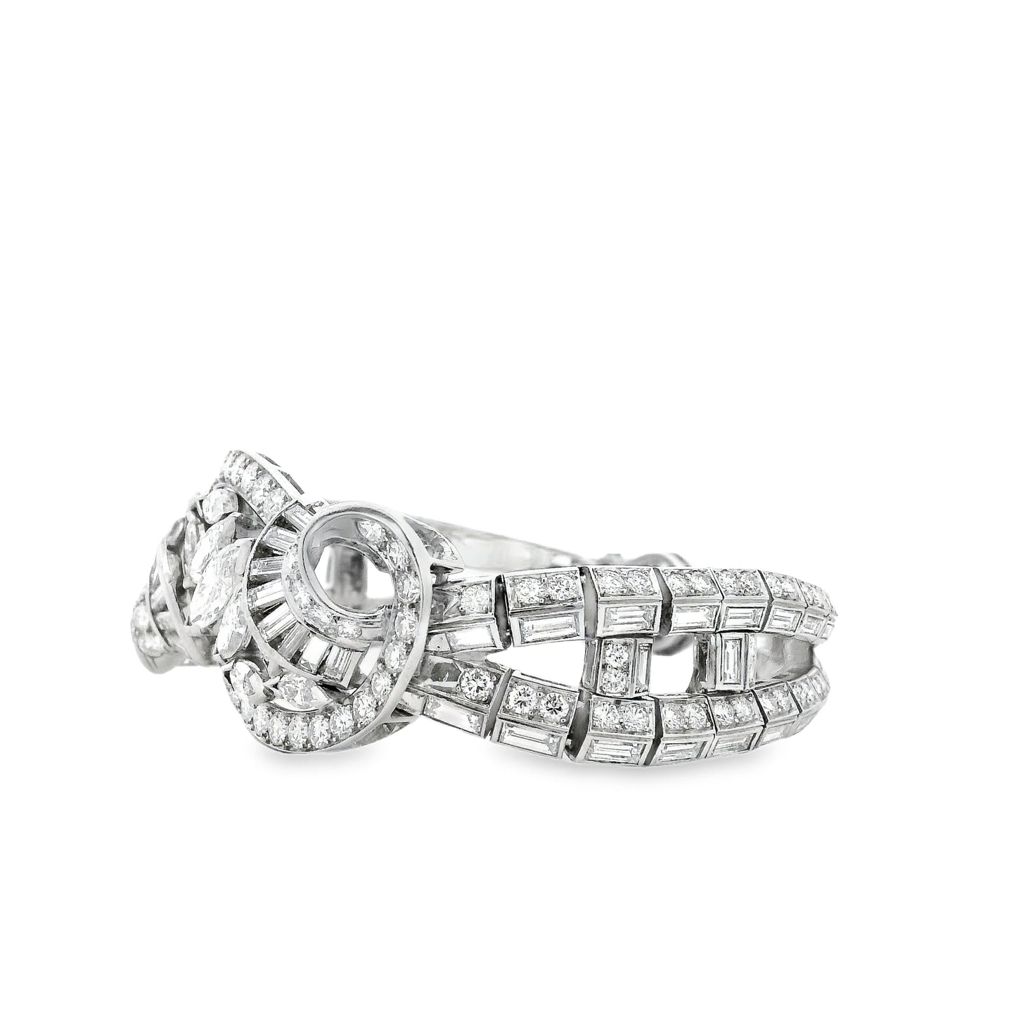 Platinum 15.28ctw Mixed Cut Natural Diamond Cluster Bracelet — worn on the wrist