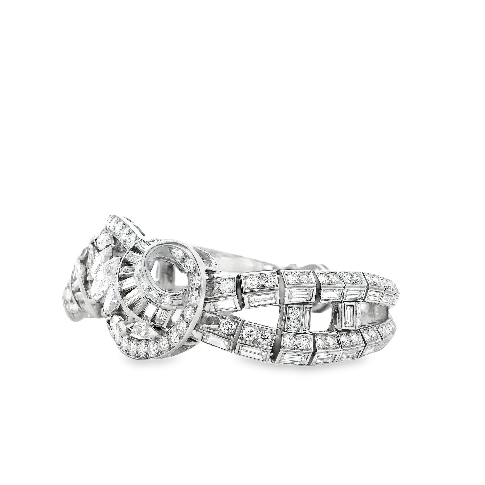 Platinum 15.28ctw Mixed Cut Natural Diamond Cluster Bracelet — worn on the wrist