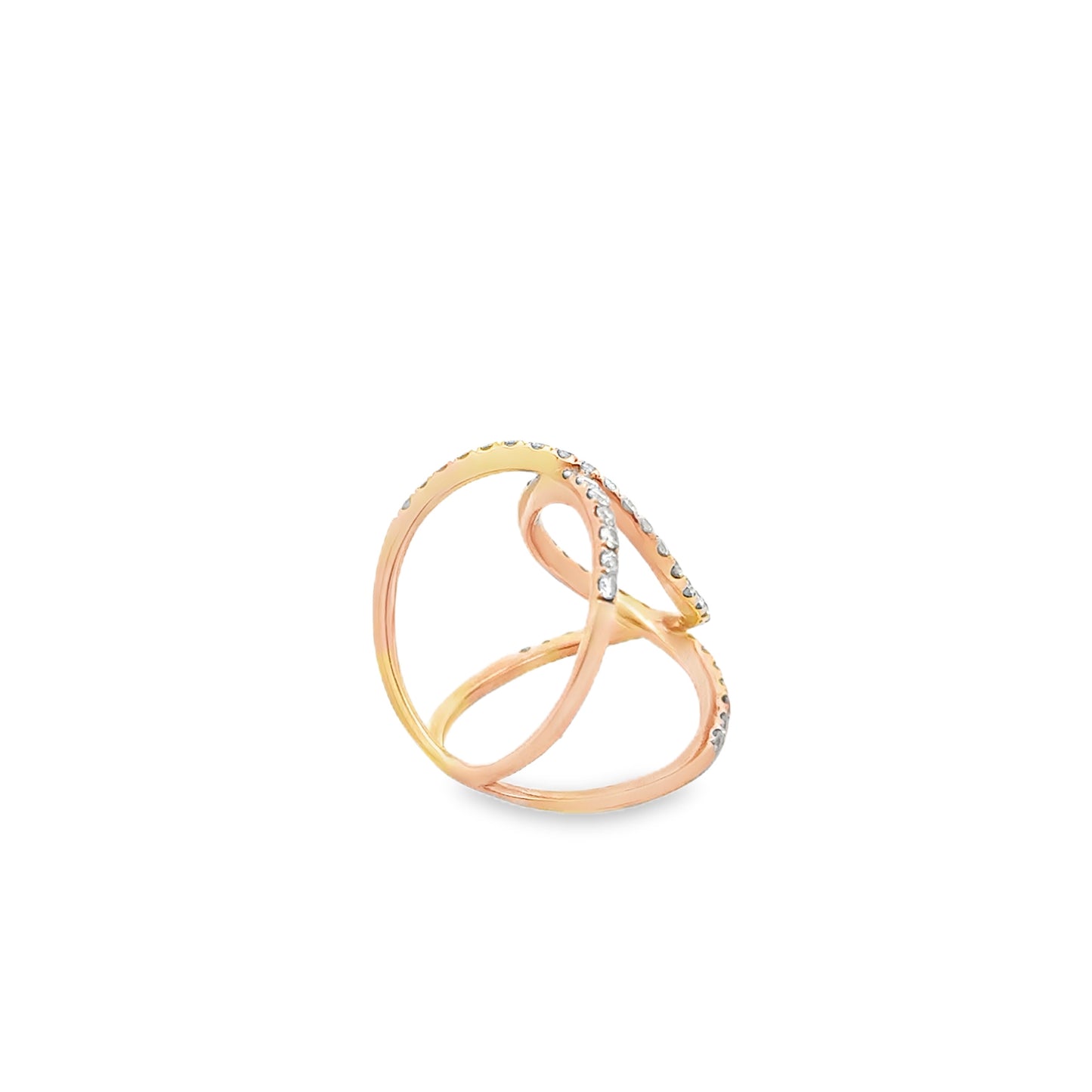 18k Rose Gold 0.82ctw Round Diamond Pavé Cocktail Ring — worn on the finger
