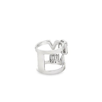 18k White Gold 1.72ctw Round Brilliant and Baguette Openwork Fashion Ring — worn on the finger