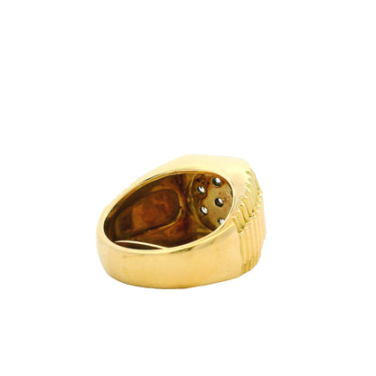 18k Yellow Gold 2.3ctw Round Brilliant Diamond Men's Cluster Ring — worn on the finger