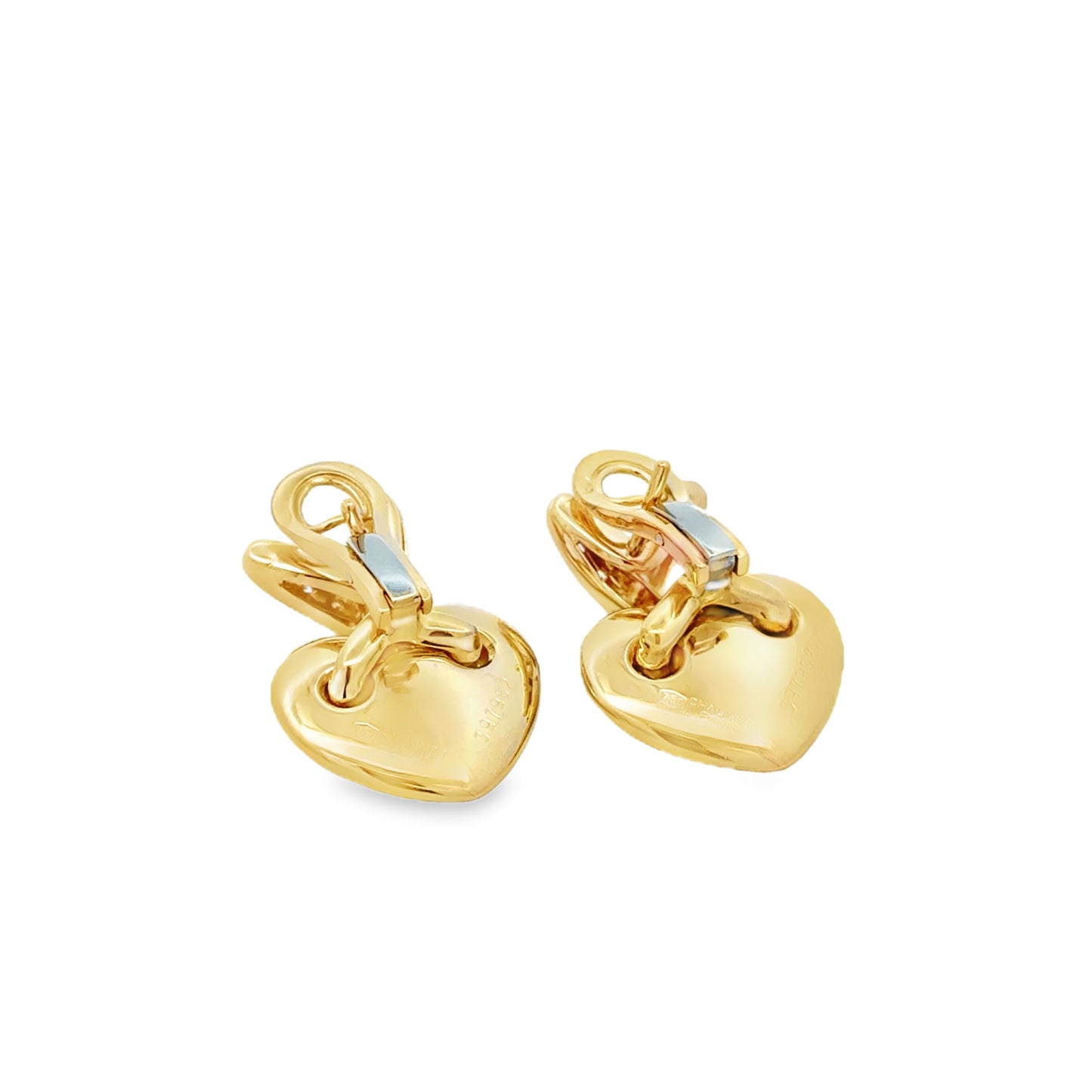 Chaumet 18k Yellow Gold 0.60ctw Round Brilliant Diamond Heart Clip-On Earrings — worn on the ear