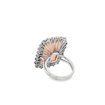 18k White Gold Natural Opal and 2.40ctw Diamond Halo Cocktail Ring — worn on the finger