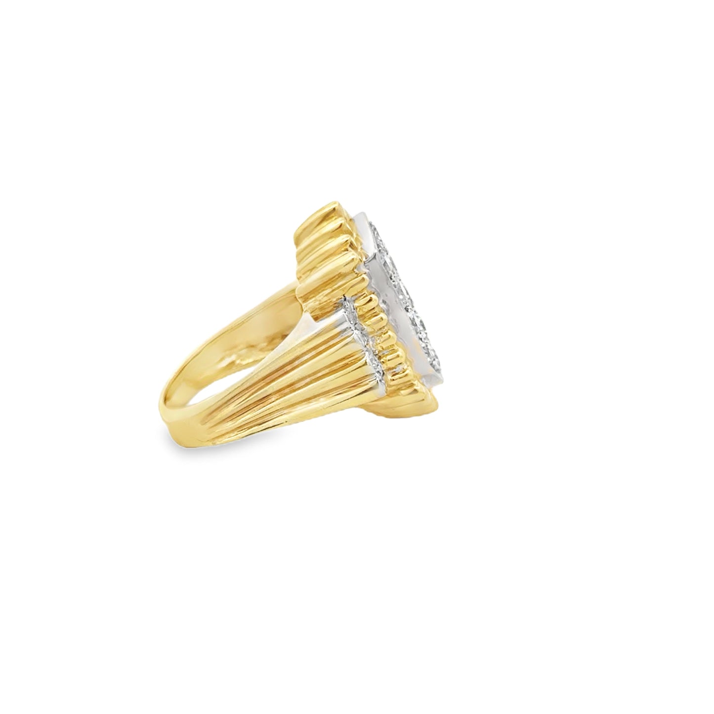 14k Two-Tone Gold 0.51ctw Round Brilliant Diamond Cluster Ring — worn on the finger