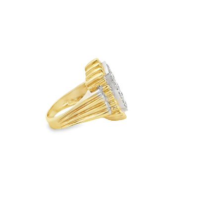 14k Two-Tone Gold 0.51ctw Round Brilliant Diamond Cluster Ring — worn on the finger