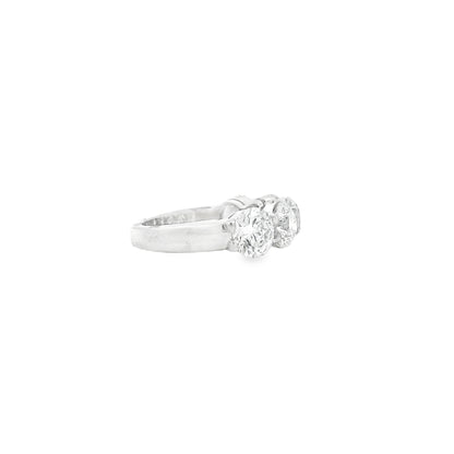 Platinum 5.05ctw Round Brilliant Diamond Half Eternity Band Ring — worn on the finger