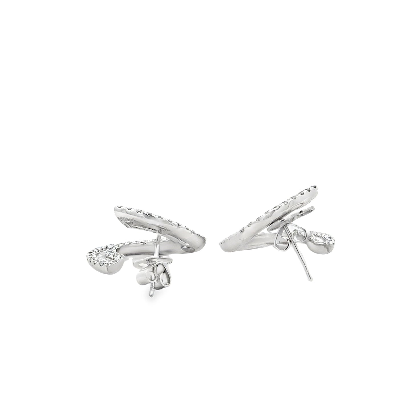 18k White Gold 3.97ctw Round Brilliant and Baguette Diamond Hoop Earrings — worn — lifestyle shot
