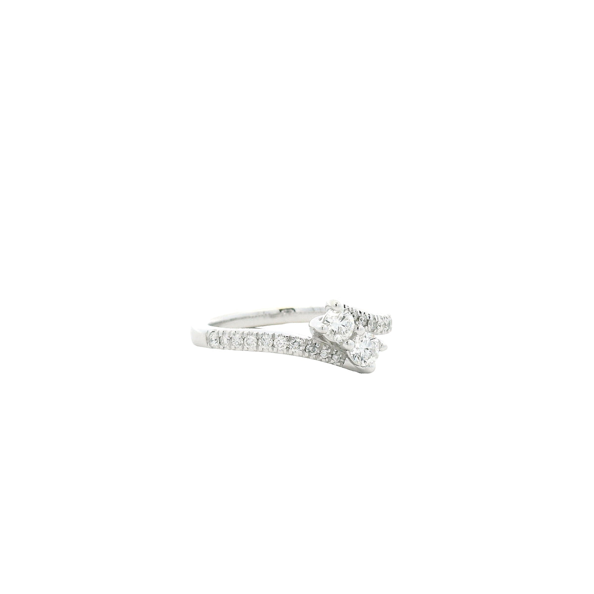 14k White Gold 0.80ctw Round Brilliant Diamond Ever Us Bypass Ring — worn on the finger