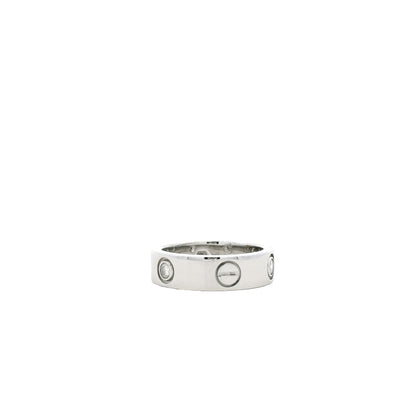 Cartier 18k White Gold 3 Diamond Love Ring — worn on the finger