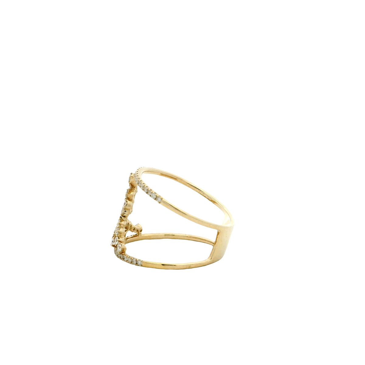 14k Yellow Gold 0.64ctw Pavé Diamond Openwork Cocktail Ring — worn on the finger