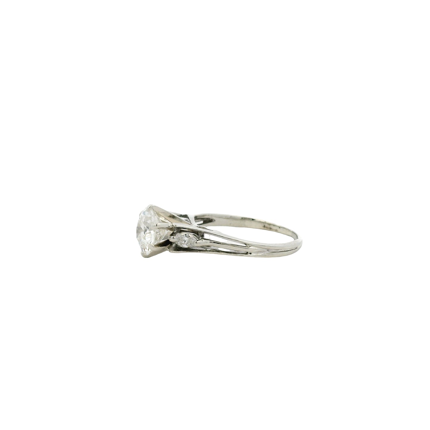 14k White Gold 1.3ct Round Brilliant Diamond Engagement Ring — worn on the finger