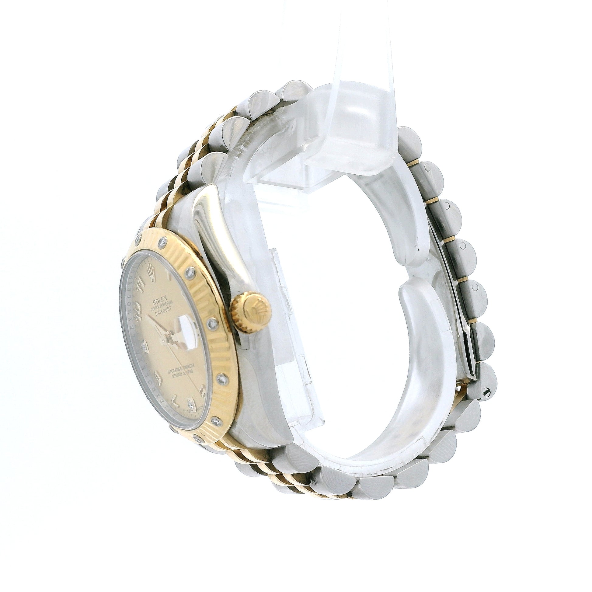 Rolex 178313 Datejust 31mm Champagne MOP Diamond Dial Diamond Bezel Two-Tone Watch — worn on the wrist