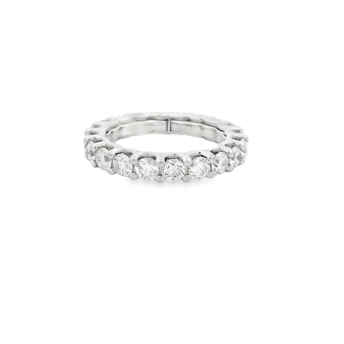 14k White Gold 2.80ctw Round Brilliant Diamond Eternity Ring — worn on the finger