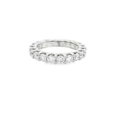 14k White Gold 2.80ctw Round Brilliant Diamond Eternity Ring — worn on the finger