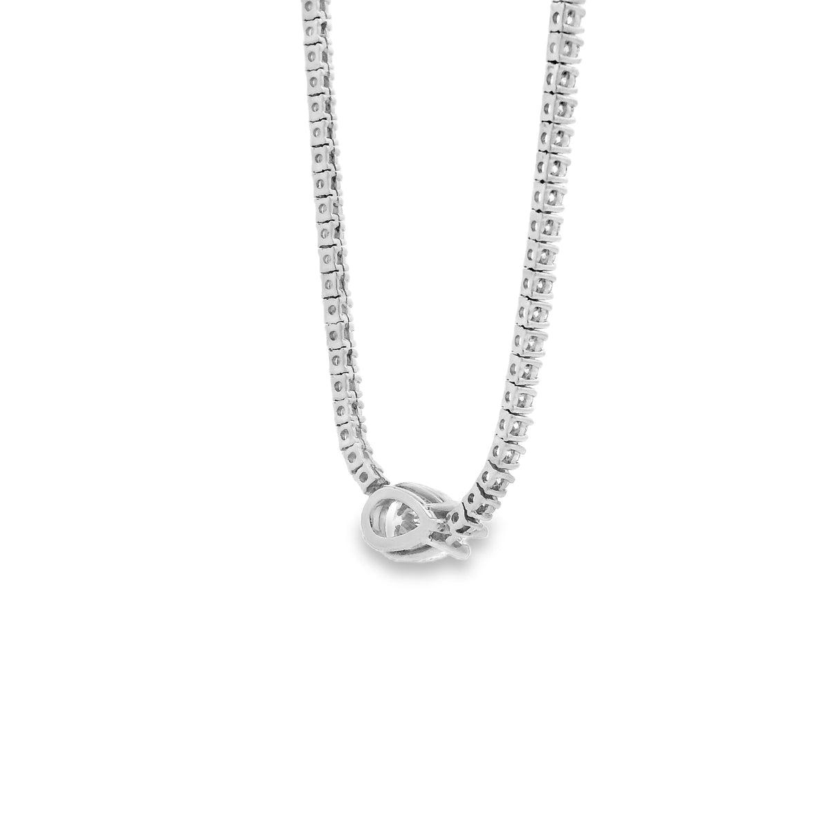 GIA Certified 1.06ct D VS2 Pear Cut Diamond Pendant Tennis Necklace — worn on the finger