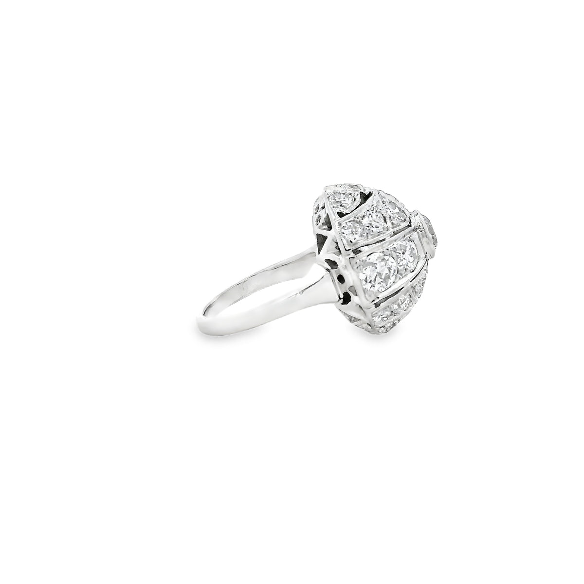 14k White Gold Approx 2ctw Round Brilliant Diamond Cluster Cocktail Ring — worn on the finger