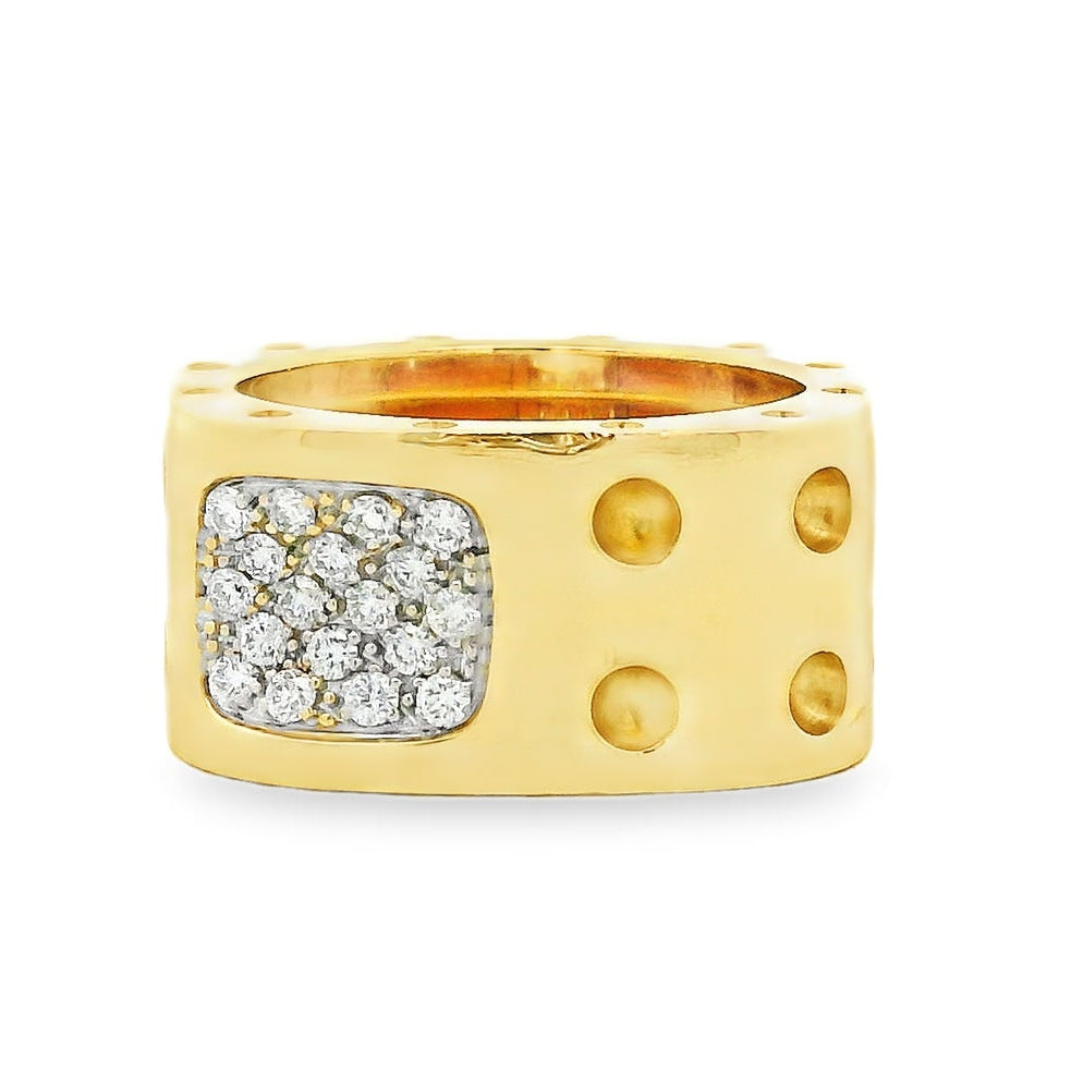 Roberto Coin 18k Yellow Gold Pois Moi Double Row Diamond Ring — worn on the finger