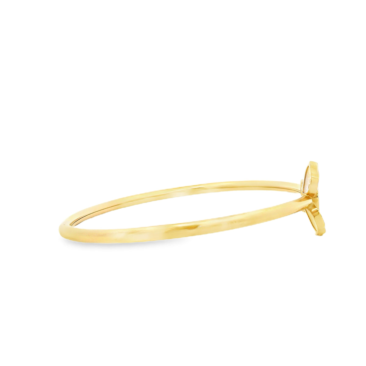 Chopard Happy Hearts 18k Yellow Gold Mother of Pearl Bangle Bracelet — worn on the wrist