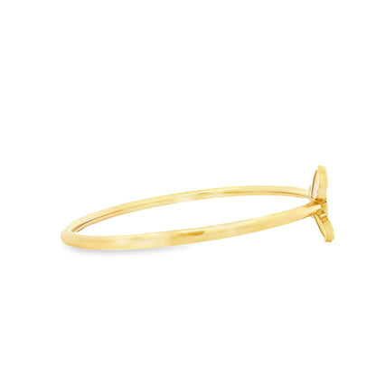 Chopard Happy Hearts 18k Yellow Gold Mother of Pearl Bangle Bracelet — worn on the wrist