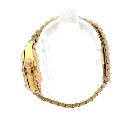Rolex 6916 Datejust 26mm Mother of Pearl Diamond Dial Rose Gold President Watch — worn on the wrist