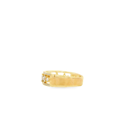 14k Yellow Gold 0.29ct Round Brilliant and 0.23ct Marquise Diamond Multi-Row Band Ring — worn on the finger