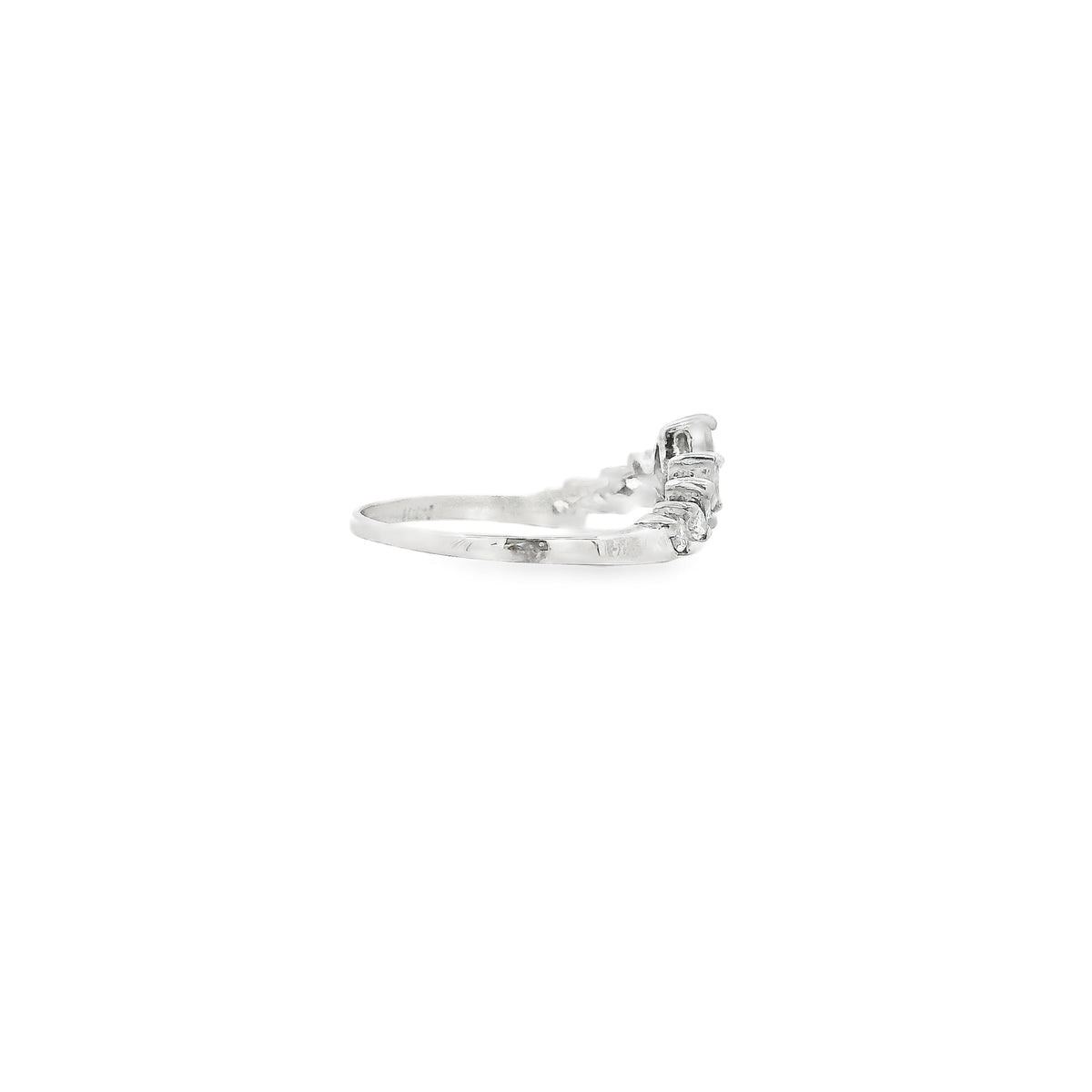 14k White Gold 0.18ctw Marquise Diamond Crown Ring — worn on the finger
