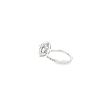 14k White Gold 1.50ct Round Brilliant Diamond Halo Engagement Ring — worn on the finger