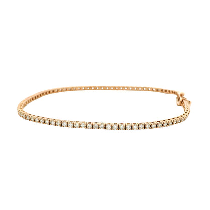 14k Rose Gold 1.15ctw Round Brilliant Diamond Tennis Bracelet — worn on the wrist