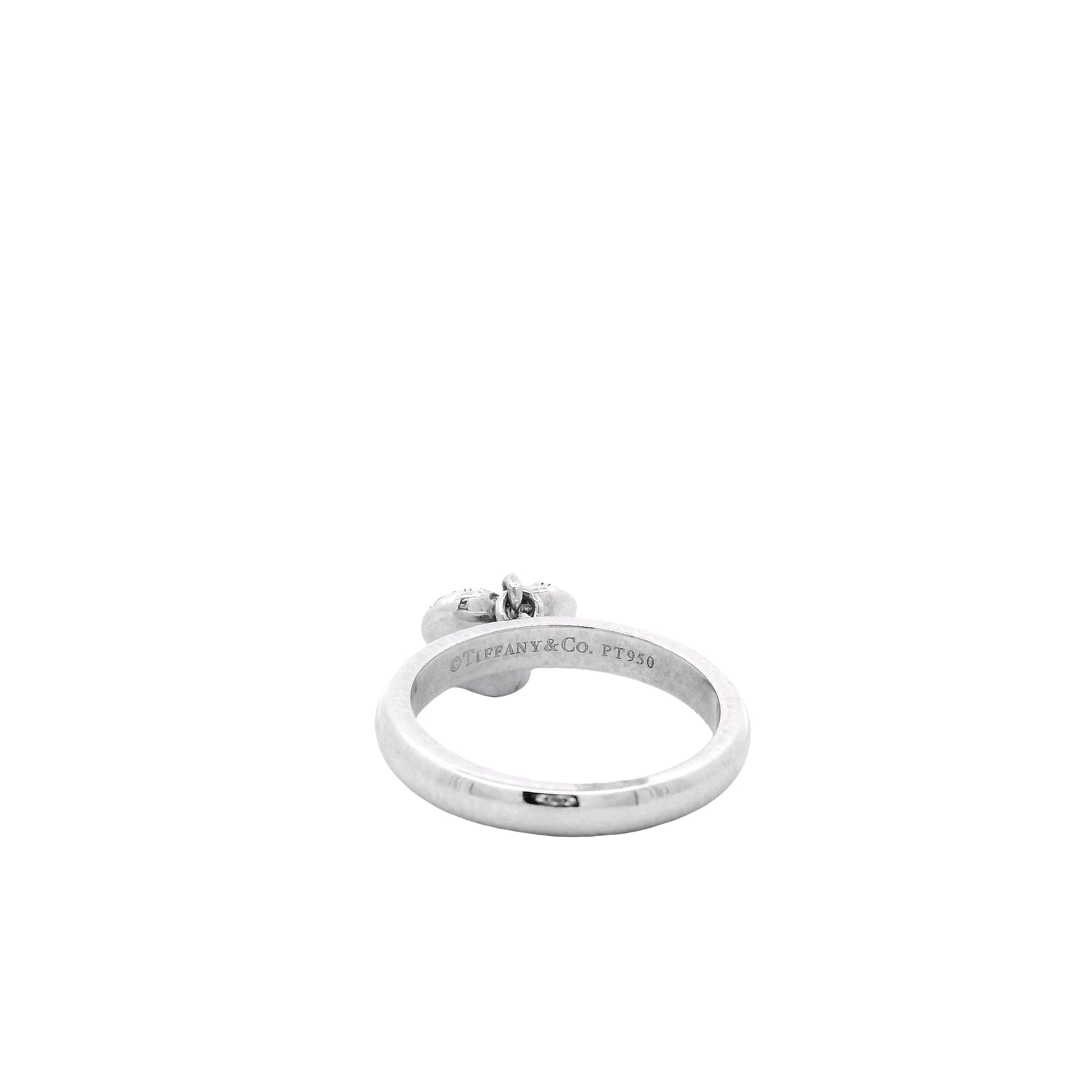 Tiffany & Co. Platinum 0.48ctw F VS Diamond Dangle Heart Ring — worn on the finger