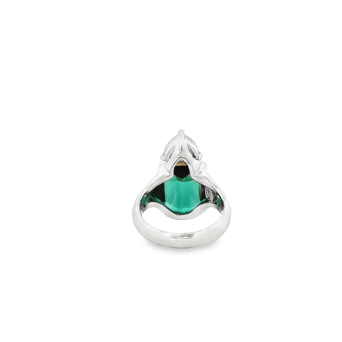Platinum 4ct Tourmaline and 0.90ctw Trilliant Cut Diamond Ring — worn on the finger