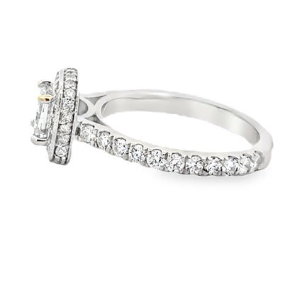 18k White Gold 0.72ct Princess Cut Diamond Halo Engagement Ring — worn on the finger