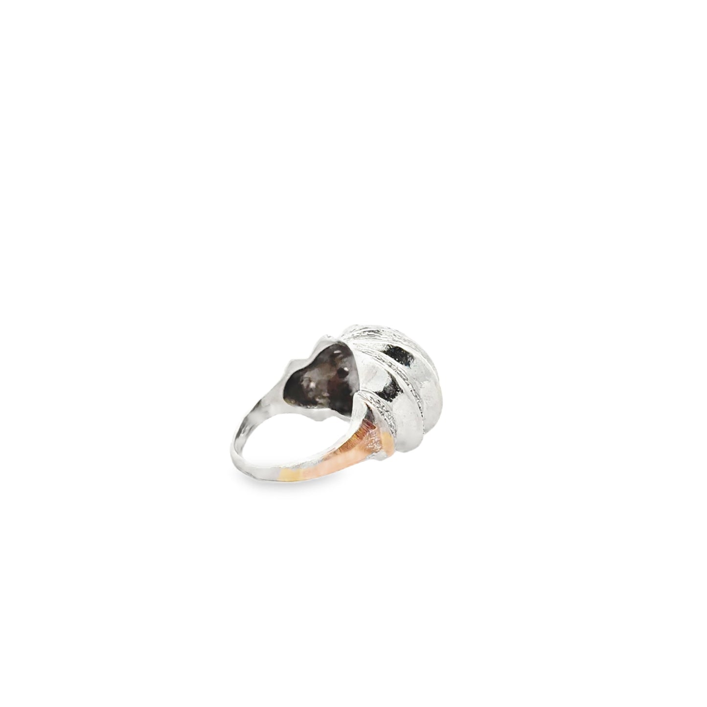 White Gold Pavé Diamond Bombe Dome Cocktail Ring — worn on the finger