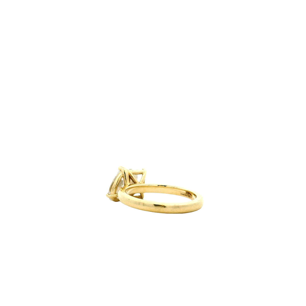 14k Yellow Gold GIA Certified 1.01ct Rectangular Brilliant and 0.80ct Pear Cut Diamond Toi Et Moi Ring — worn on the finger