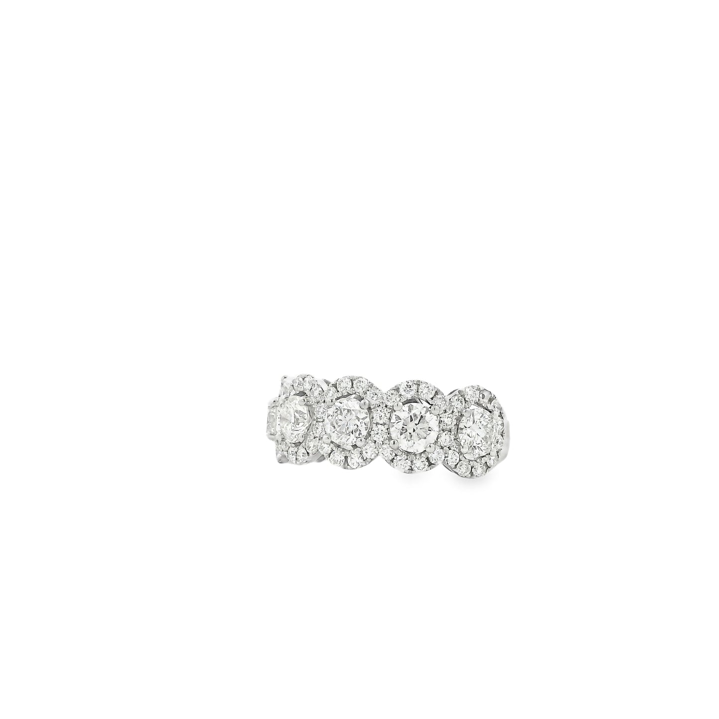 14k White Gold 2.09ctw Round Brilliant Diamond Triple Halo Cluster Cocktail Ring — worn on the finger