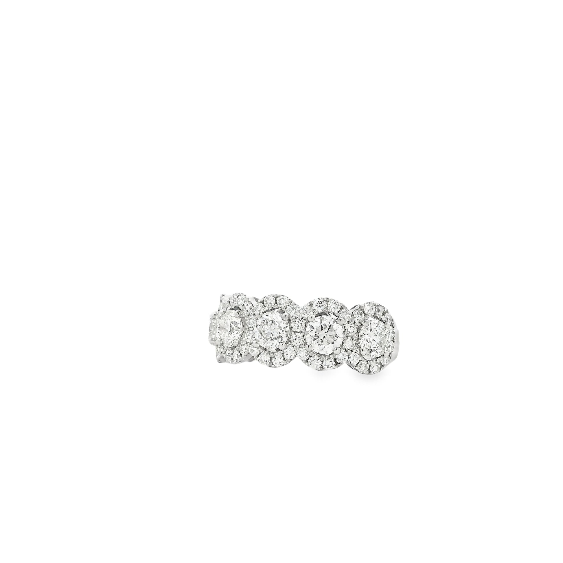 14k White Gold 2.09ctw Round Brilliant Diamond Triple Halo Cluster Cocktail Ring — worn on the finger