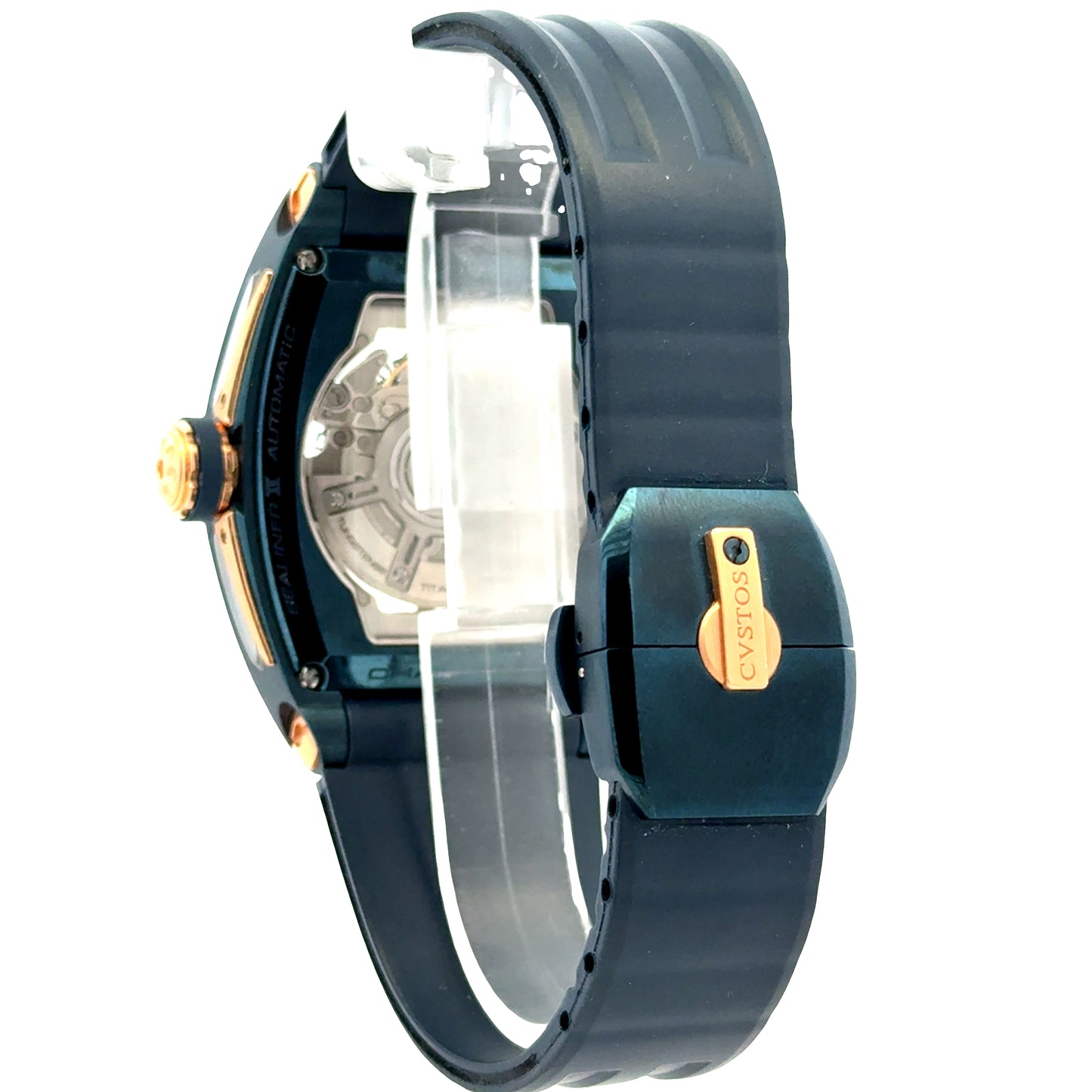 Cvstos Challenge Sealiner II Automatic Skeleton Dial Two-Tone Titanium Watch — worn — lifestyle shot