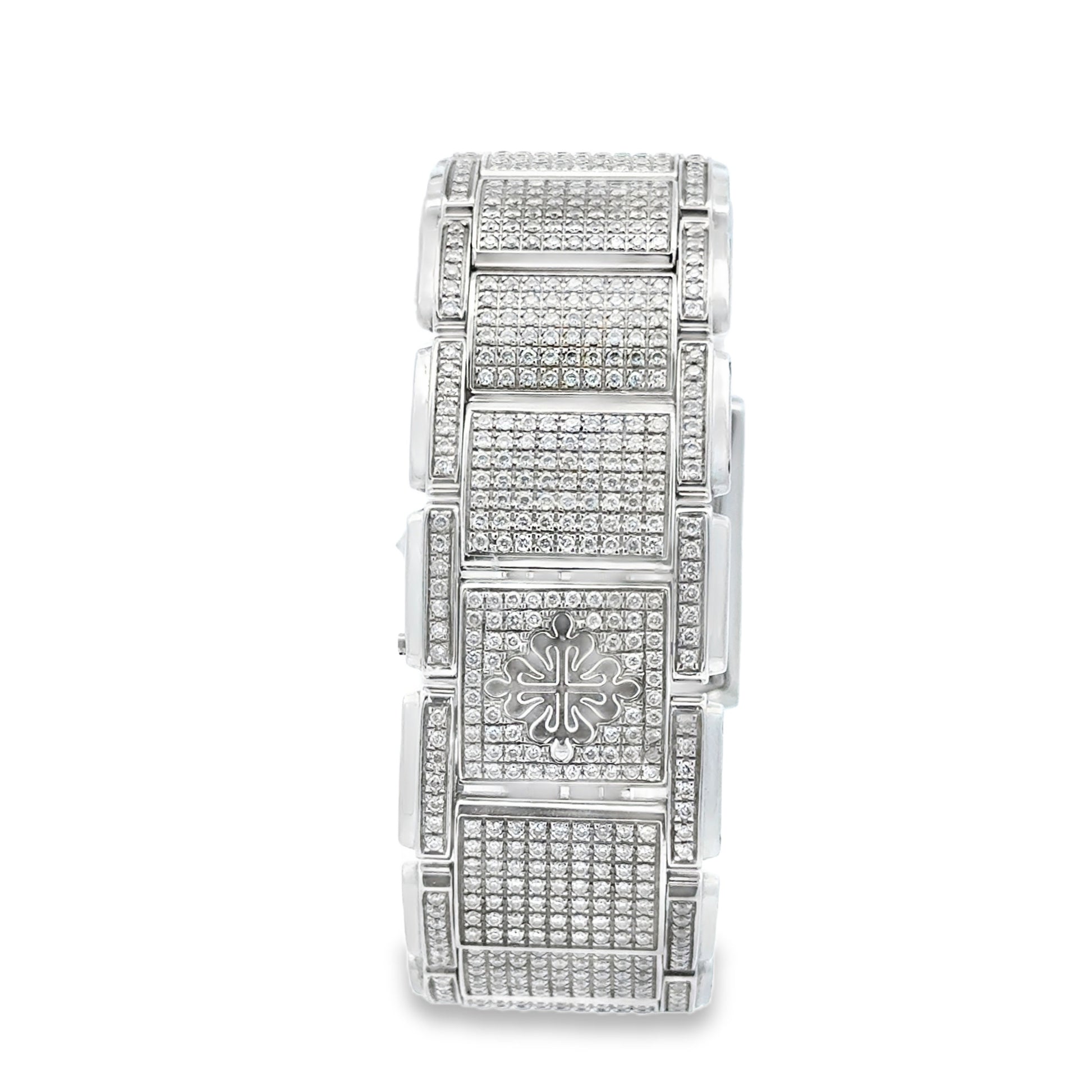 Patek Philippe 4910/10A Twenty~4 Aftermarket Diamond Pavé Watch — worn on the wrist