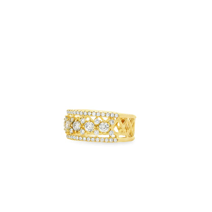 Gabriel and Co. 14k Yellow Gold Three Row 1.12ctw Diamond Wide Band Ring — photo 8 of 10
