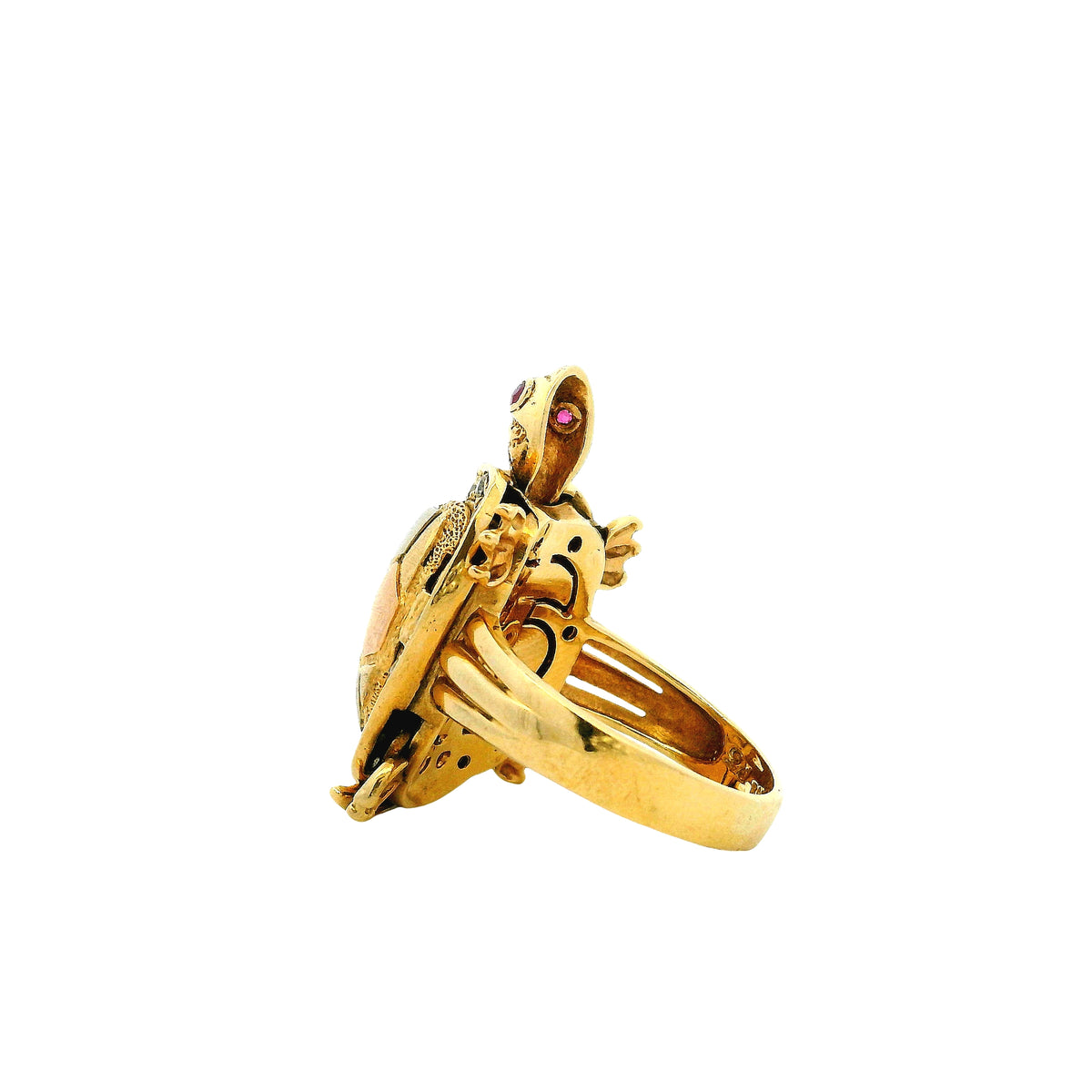 14k Yellow Gold Turtle Hinged Shell Cocktail Ring — photo 8 of 13