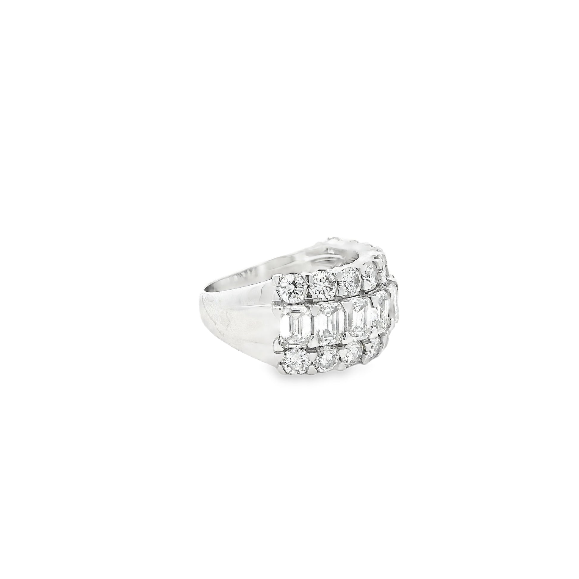 14k White Gold 5.09ctw Round and Baguette Cut Lab-Grown Diamond Three-Row Fashion Band — photo 8 of 11
