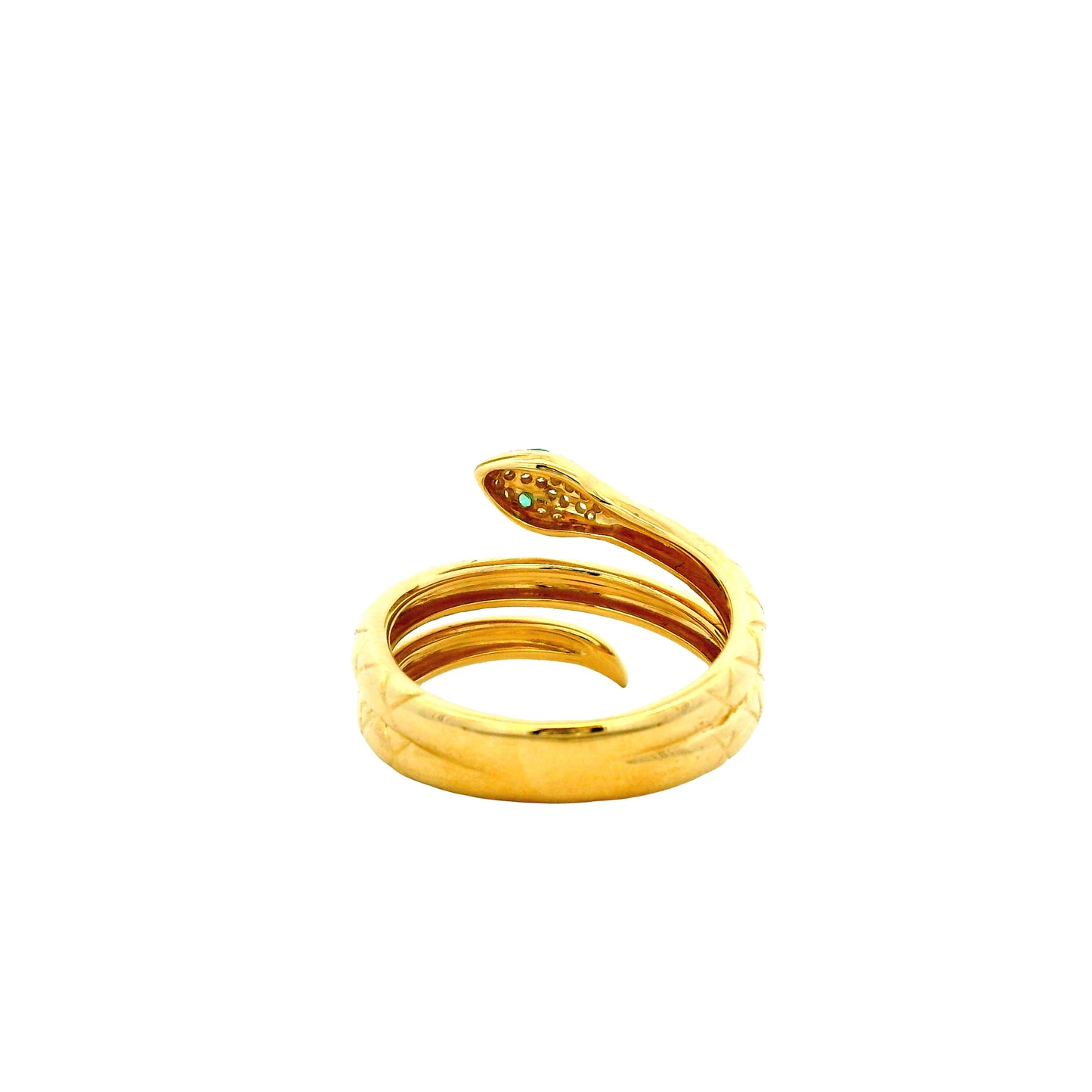 14k Yellow Gold 0.10ctw Diamond and Emerald Snake Wrap Ring — photo 8 of 13