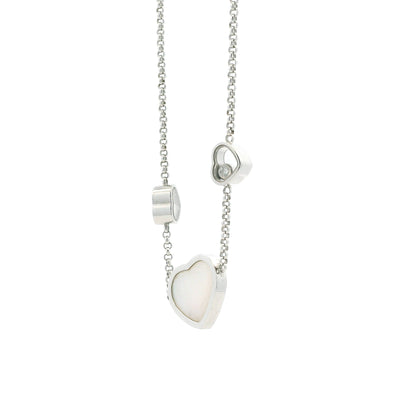Chopard Happy Hearts 18k White Gold Diamond Mother of Pearl Heart Pendant Necklace — photo 8 of 8