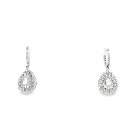 18k White Gold 5.95ctw Pear Cut Diamond Halo Dangle Earrings — photo 8 of 8
