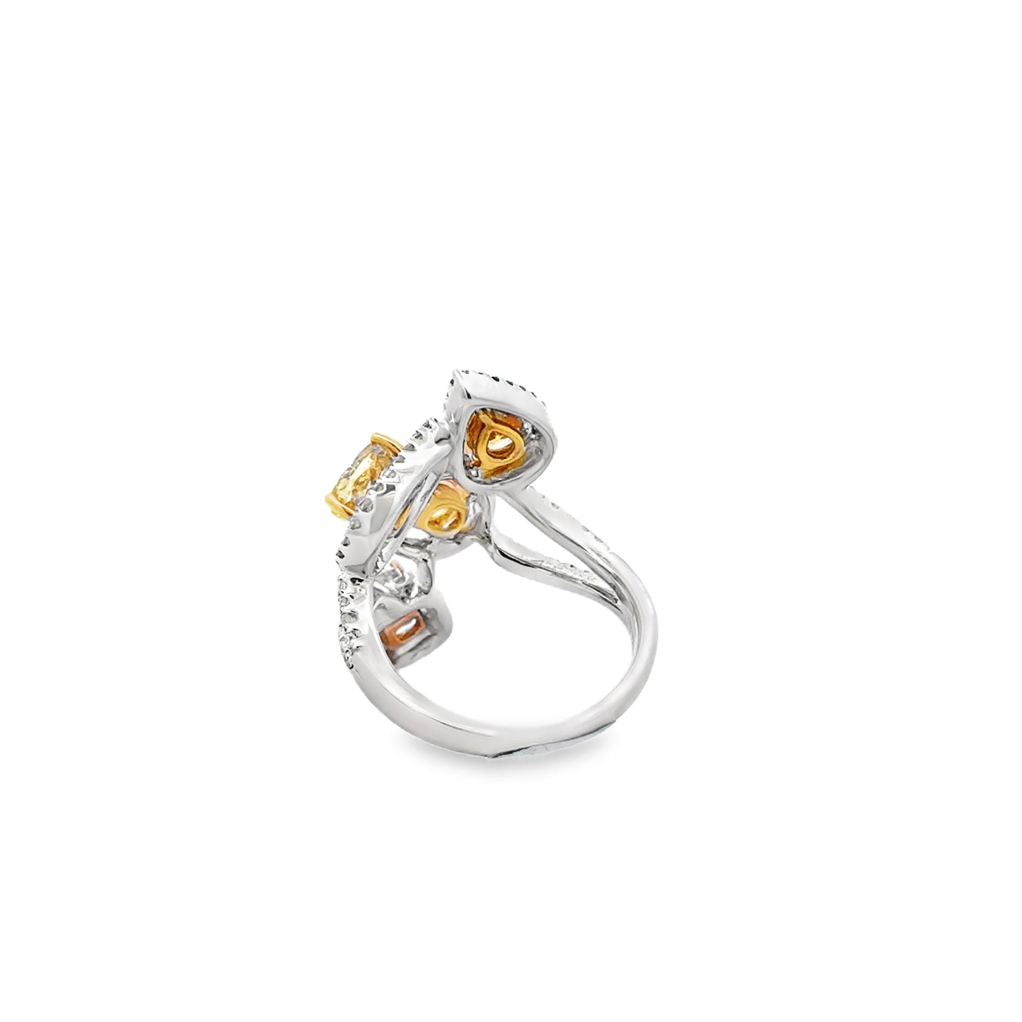 18k White Gold 2.44ct Natural Fancy Colored Diamond Floral Cluster Ring — photo 8 of 13