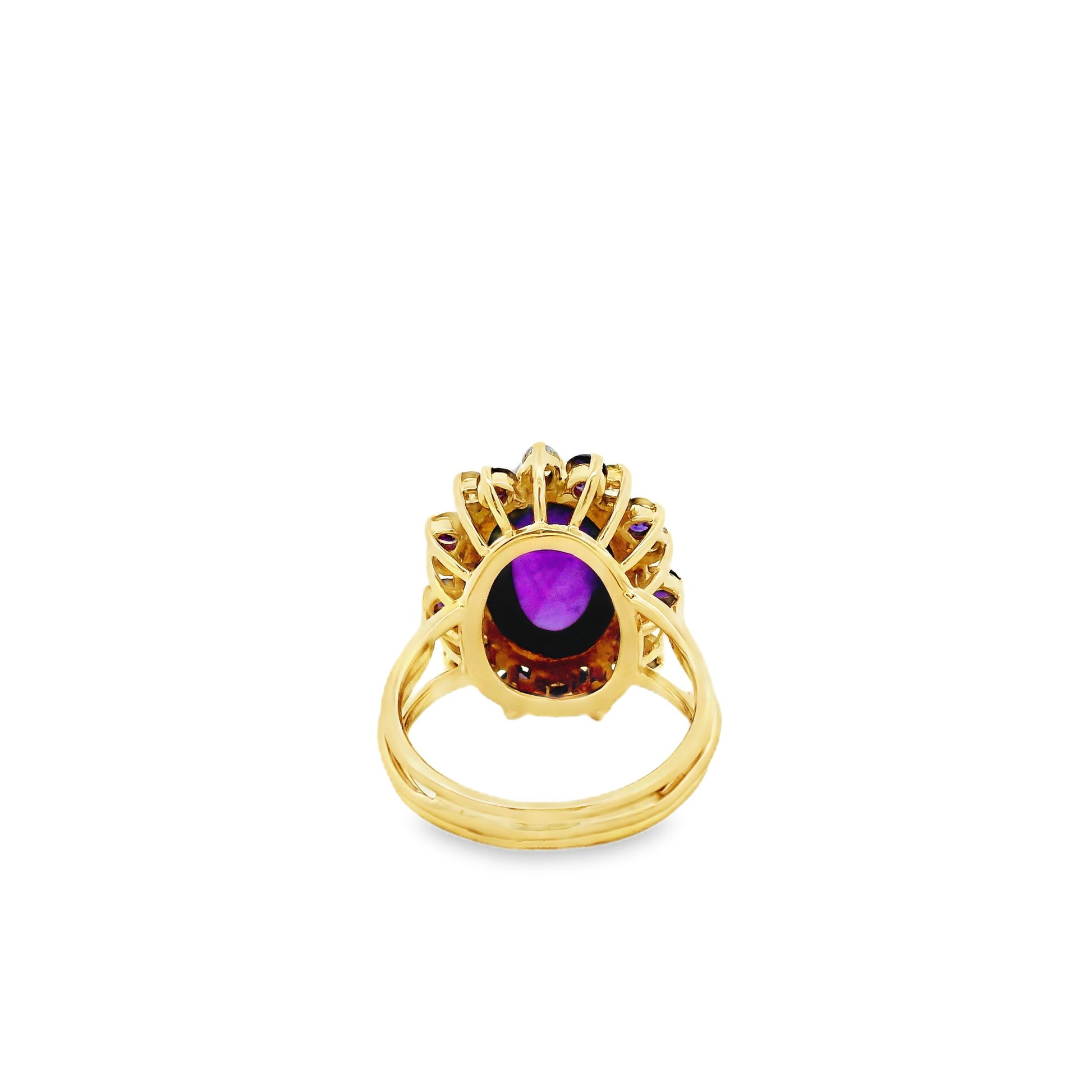 14k Yellow Gold 1.50ct Oval Amethyst Halo Cocktail Ring — photo 8 of 12