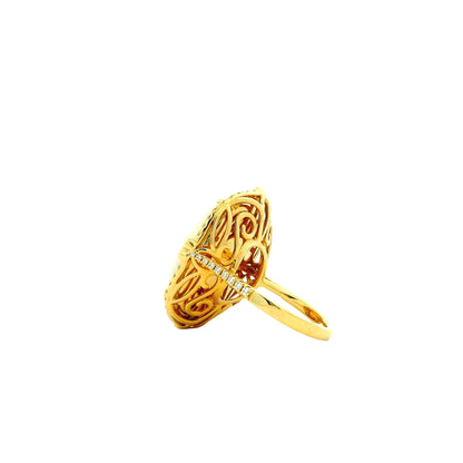 14k Yellow Gold 12.47ct Oval Opal and 0.66ctw Diamond Halo Cocktail Ring — photo 8 of 10